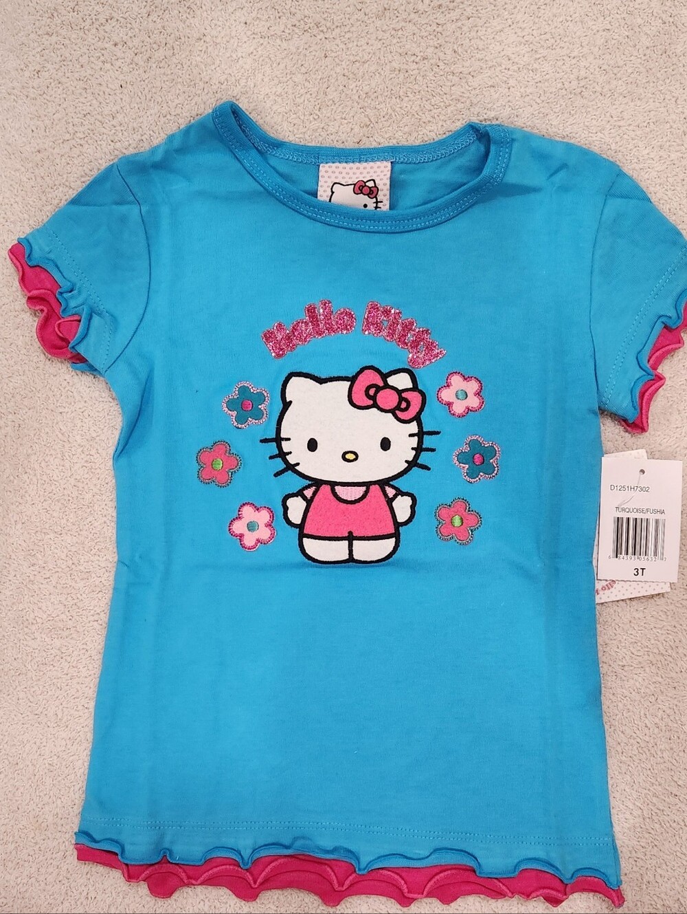 Hello Kitty Girls' Blue/Fuchsia Ruffle Tee - Picture 2 of 2